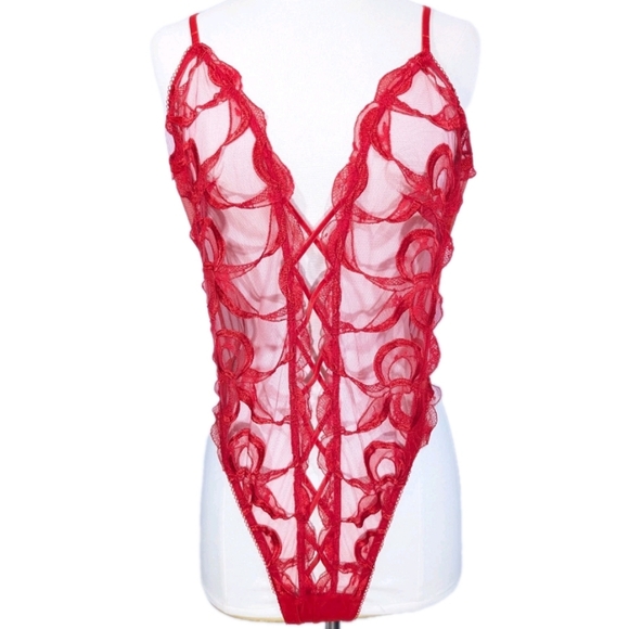Victoria's Secret Other - Victoria's Secret Sheer Red Teddy Women Plus Size Lingerie XXL New Bodysuit VS